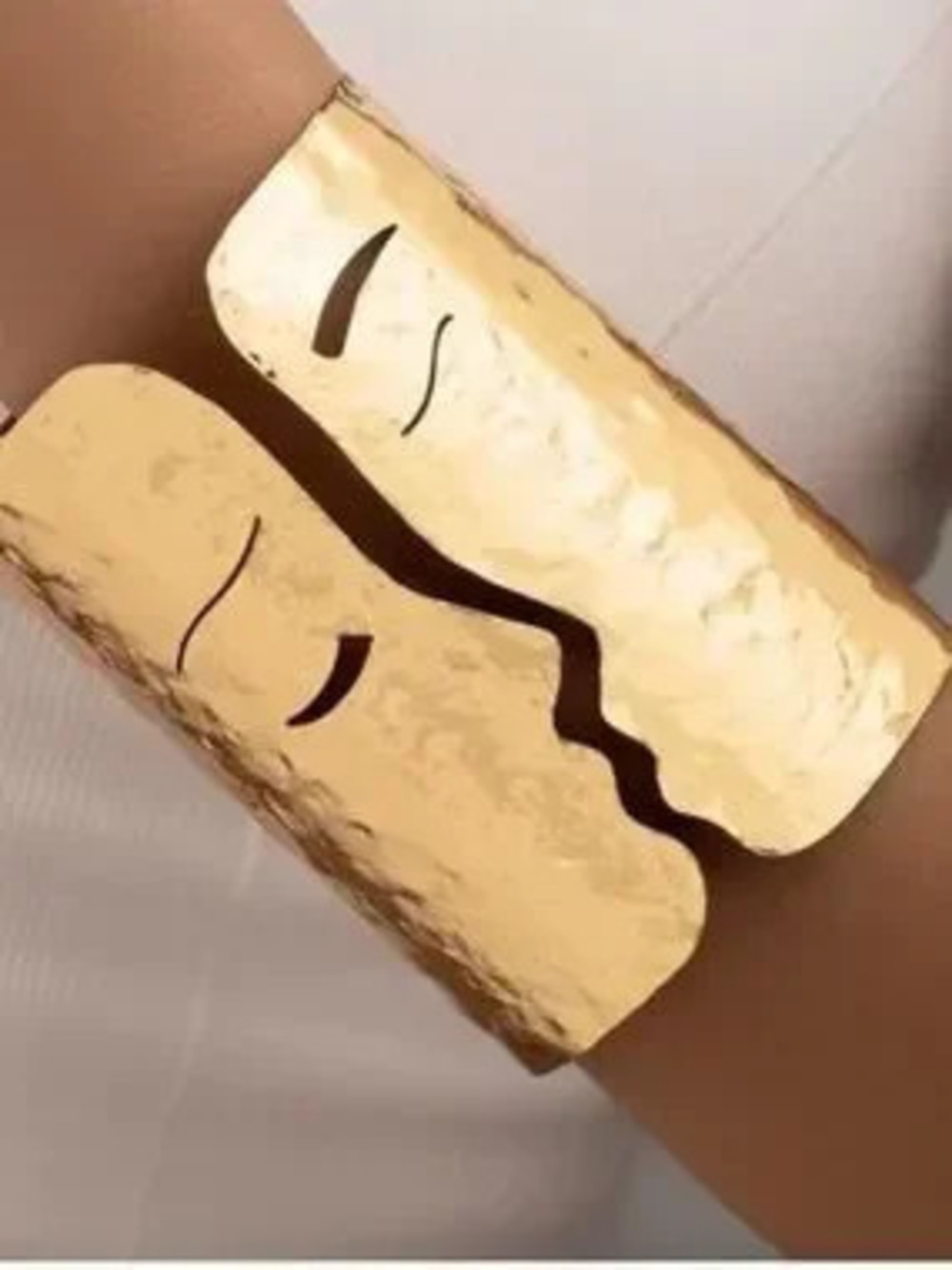 Golden Muse Face Cuff Bracelet C Abstract Art Statement